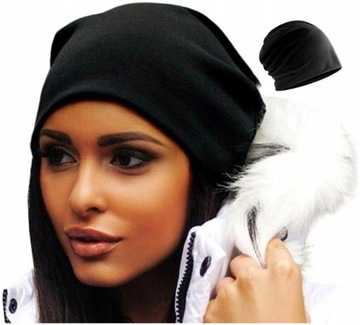 Ciepła Czapka Oversize SMERFETKA beanie Hipster 2w1 komin