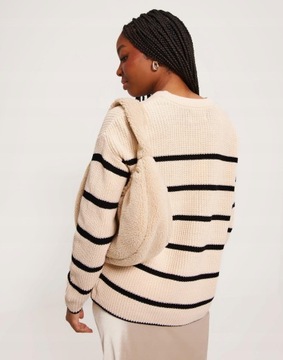 Only oay sweter oversize kremowy paski wzór XL NG5