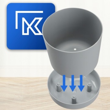 Горшок с блюдцем 20 см серый матовый