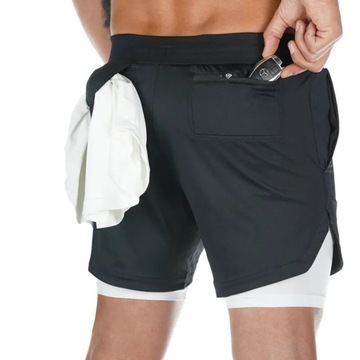 Camo Black Gym Men 2 in 1 Sports Jogging Shorts Sq