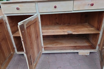 Антикварный деревянный кухонный сервант, старый ПРЛ, дизайн арт-деко