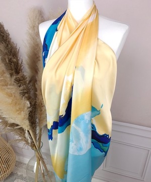 большой ШЕЛКОВЫЙ женский шарф ВЕСНА, шарф-парео, СТИЛЬНЫЕ - ЦВЕТА