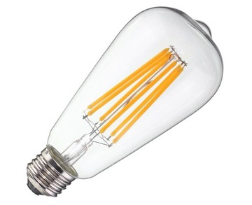 Светодиодная лампа E27 накаливания 6Вт ST64 840 люмен теплый белый SuperLED