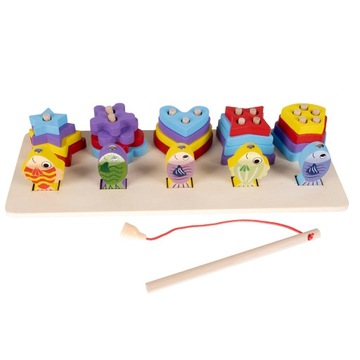 Сортировщик-пазл, деревянные игрушечные блоки, образовательная игра-рыбалка