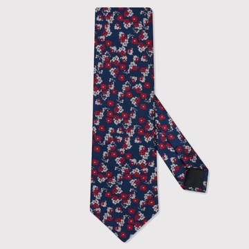 Casualowy czerwono-srebrny krawat męski wzór kwiatów PAKO LORENTE one size