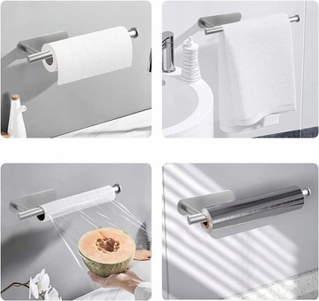 ДЕРЖАТЕЛЬ ДЛЯ БУМАЖНЫХ ПОЛОТЕНЦЕВ, ФОЛЬГИ, КУХОННАЯ ВЕШАЛКА, СЕРЕБРЯНЫЙ КЛЕЙК