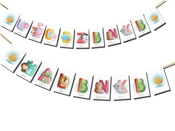 ГИРЛАНДСКИЙ БАННЕР Животные Алфавит - Ваш текст!