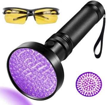LATARKA UV ULTRAFIOLETOWA LAMPA BURSZTYNÓW 100 LED