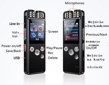 ДИКТОФОН 8 ГБ ЗВУКОВОЙ ЗАПИСЬ MP3-ПЛЕЕР