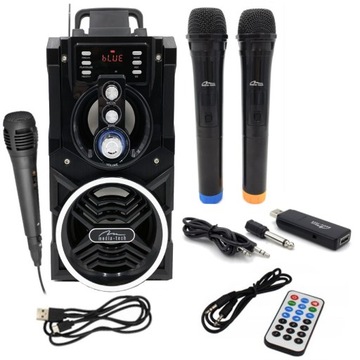 Głośnik Bluetooth BOOMBOX KARAOKE FM 3 mikrofony