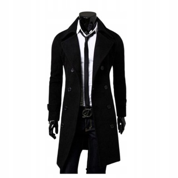 MEN'S CLASSIC STYLISH BLACK COAT, L
