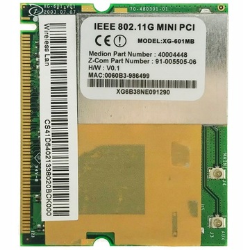 Karta Sieciowa Medion XG-601MB WiFi 54Mbps miniPCI