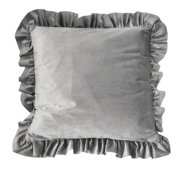 POSZEWKA 40x40 cm WELUROWA VELVET FALBANA POPIEL
