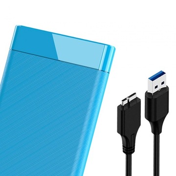 2,5-дюймовый внешний жесткий диск, бесплатный инструмент с USB-кабелем, синий футляр для твердотельного накопителя.
