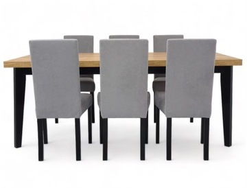 Stół rozkładany 100x200/300 dąb craft + 6 krzeseł fotelowe RÓŻNE KOLORY