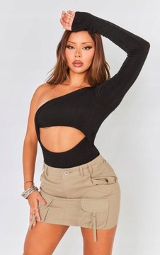 Prettylittlething NG4 hox asymetryczne body wycięcie tanga XXL