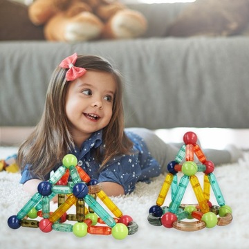 РАЗНОЦВЕТНАЯ КОНСТРУКЦИЯ Магнитные кубики 3D XXL МАГНИТНЫЕ ПАЛОЧКИ 60 Eelem.