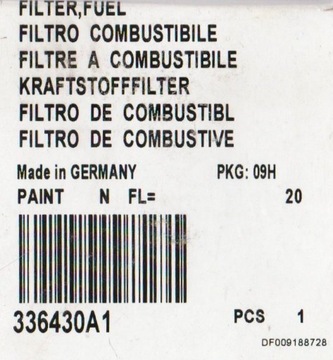 Wkład filtra paliwa New Holland CASE CNH 336430A1