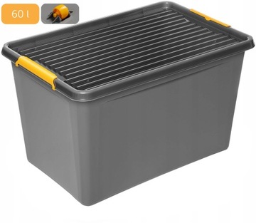 Pojemnik plastikowy pudełko z pokrywką pudło organizer skrzynia 60L