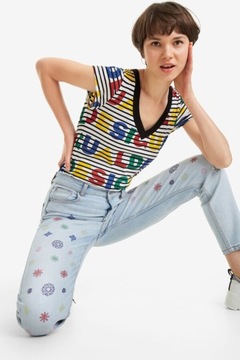 DESIGUAL JASNONIEBIESKIE MOM JEANS HAFTY (28)