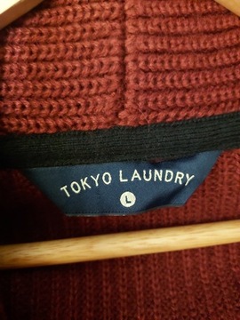 TOKYO LAUNDRY gruby rozpinany sweter z wełną L