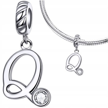 CHARMS LITERKA Q zawieszka srebro pr 925 koralik