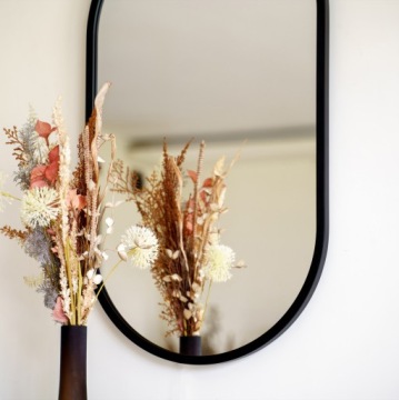 ЗЕРКАЛО СО СВЕТОДИОДНОЙ ПОДСВЕТКОЙ В РАМКЕ, ОВАЛ, ЧЕРНОЕ 50Х85 СМ