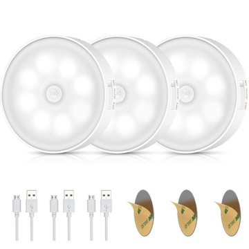 LED ZESTAWY LAMPEK KUCHENNA Z CZUJNIKIEM RUCHU ZMIERZCHU LAMPKA 3 SZT