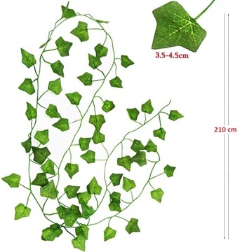 6x Sztuczny Bluszcz na Ścianę Balkon Roślina 12m