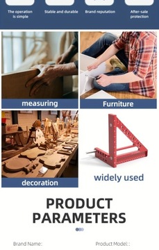 Многофункциональный столярный угольник диаметром 12,7 см, треугольное отверстие из алюминия