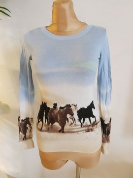 H&M swetr sweter bluzka konie mustang koń 146cm
