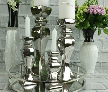 Большой серебряный керамический подсвечник H31.5