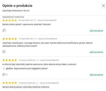 Sztachety Drewniane 120 cm PRODUCENT