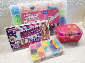 MEGA zestaw GUMKI LOOM BANDS krosna BRANSOLETKI zawieszki breloczki GRATISY