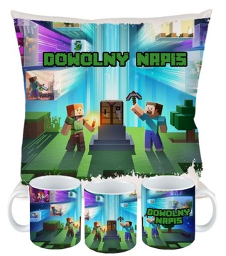 ZESTAW KUBEK + PODUSZKA MINECRAFT CREEPER+ IMIĘ