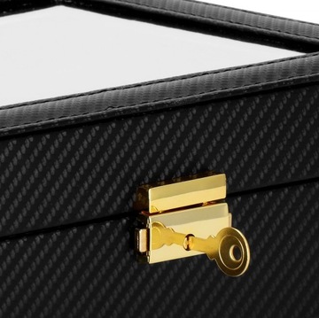 ORGANIZER SZKATUŁKA NA ZEGARKI 10x BIŻUTERIĘ PUDEŁKO ETUI ELEGANCKIE CARBON
