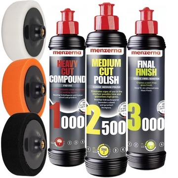 Zestaw Past Polerskich Menzerna 1000 2500 3000 + Zestaw Pady Polerskie M14