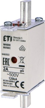 Wkładka bezpiecznikowa topikowa KOMBI NH000 2A gG/gL 500V WT-00C 004181201