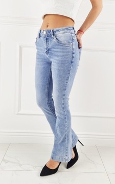 M. Sara damskie spodnie Premium dzwony jeans - Zampa - Blue szeroka nogawka