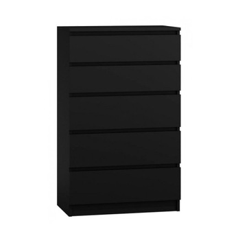 Czarna komoda z szufladami 70 cm 5 szuflad