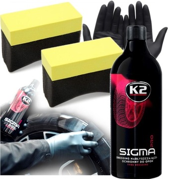 K2 SIGMA PRO 1L DRESSING DO OPON APLIKATOR efekt mokrej opony połysk ZESTAW