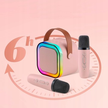 Набор для караоке со светодиодной подсветкой Bluetooth, 2 микрофона + динамик для детей
