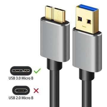 Zewnętrzny dysk twardy USB 3.0 A męski na Micro B 2m