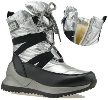 BUTY ZIMOWE DZIEWCZĘCE OCIEPLANE ŚNIEGOWCE R.37