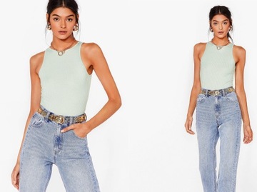 Nasty Gal Body w prążki szałwiowy kolor 32 2XS
