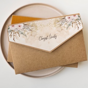 Folder pudełko etui koperta teczka 13x18 z klapką Chrzest Boho noworodek