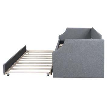 Диван одноместный раскладной на колесиках, 90х200см, серый