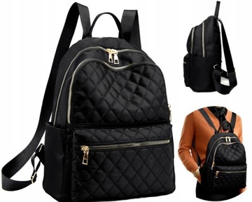 Рюкзак Черный непромокаемый рюкзак-сумка на плечо Вместительный стеганый женский рюкзак