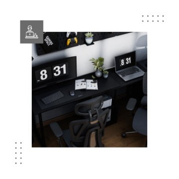 Офисный стол с полками Mark Adler Leader 5.8 Black FLEXIBLE FITTING