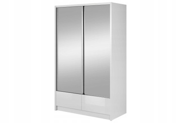 Szafa 135cm Przesuwana z Lustrami Biały Połysk